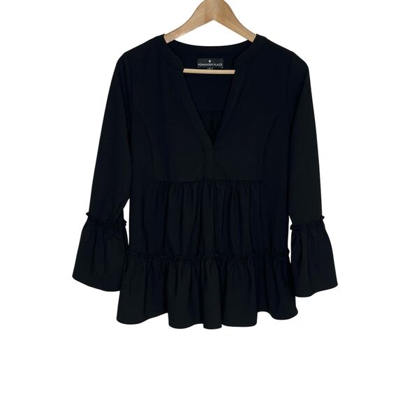 Tuckernuck Pomander Place Crepe Kenzo Top Womens Small Black Minimalist Preppy - Picture 2 of 9